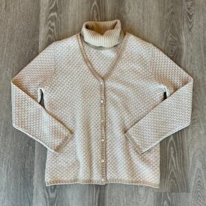 Vintage Belford for Saks 100% Cashmere‎ Twin Set Cardigan Turtleneck Sweater